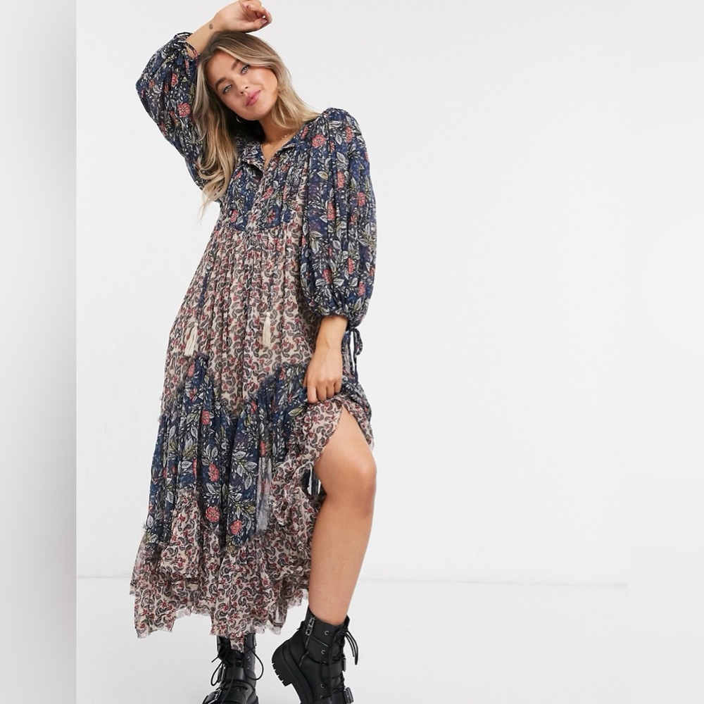 Free People Estelle Chiffon Maxi Dress Small NWT